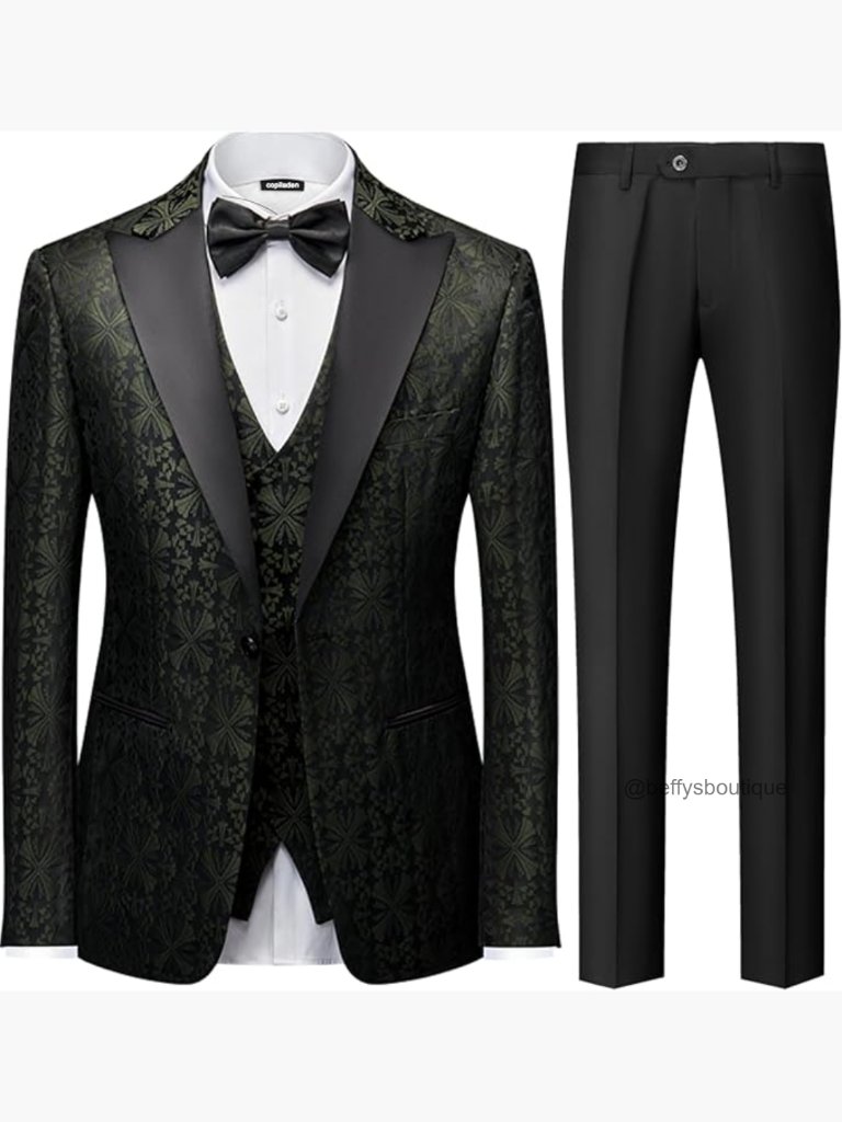 Slim Fit 3-Piece Tuxedo Suit Set With Shawl Lapel For Formal Events